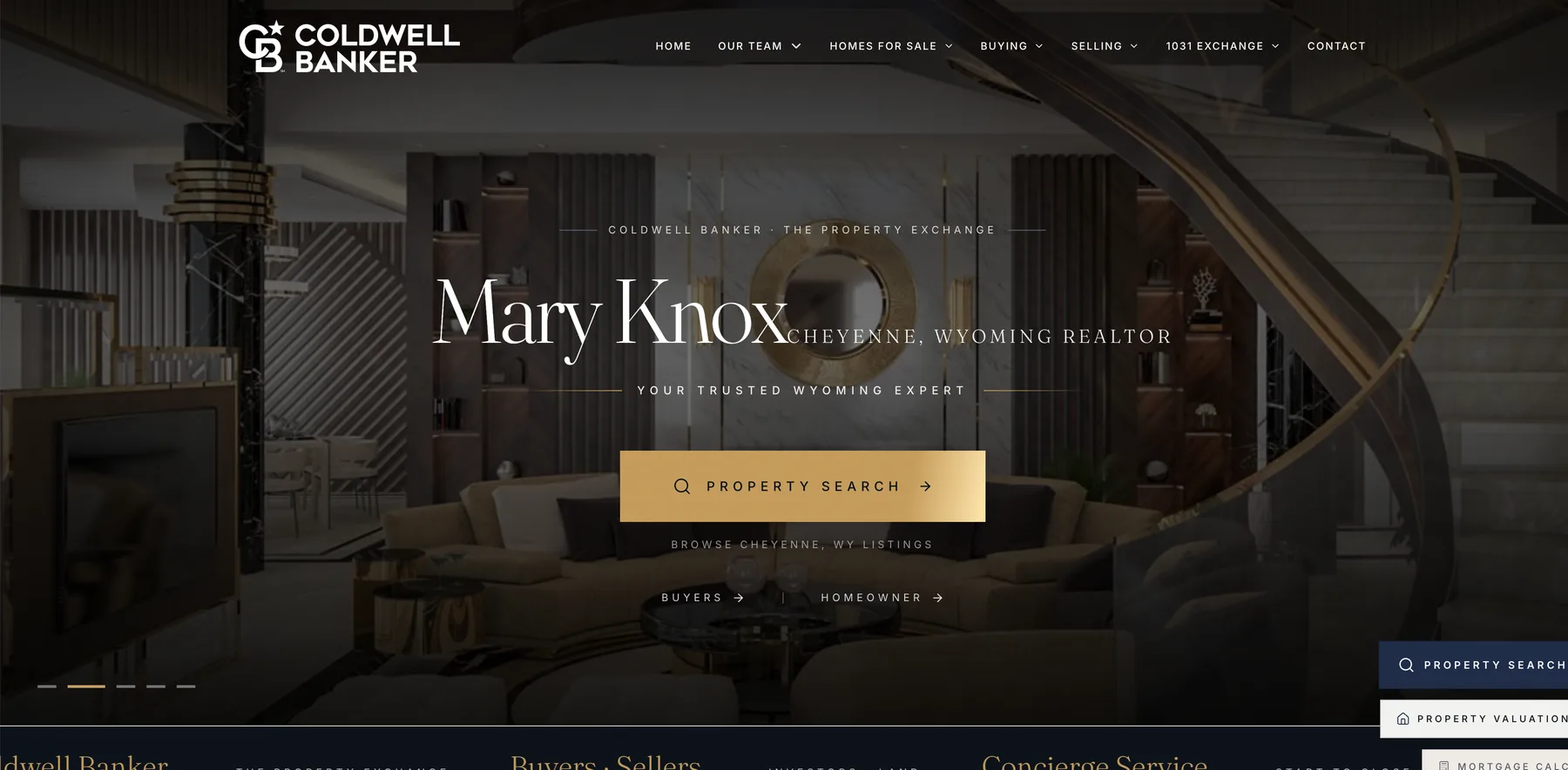 Homepage of the custom website built for Mary Knox Realty at Cheyenne Homes, real estate in Cheyenne, WY