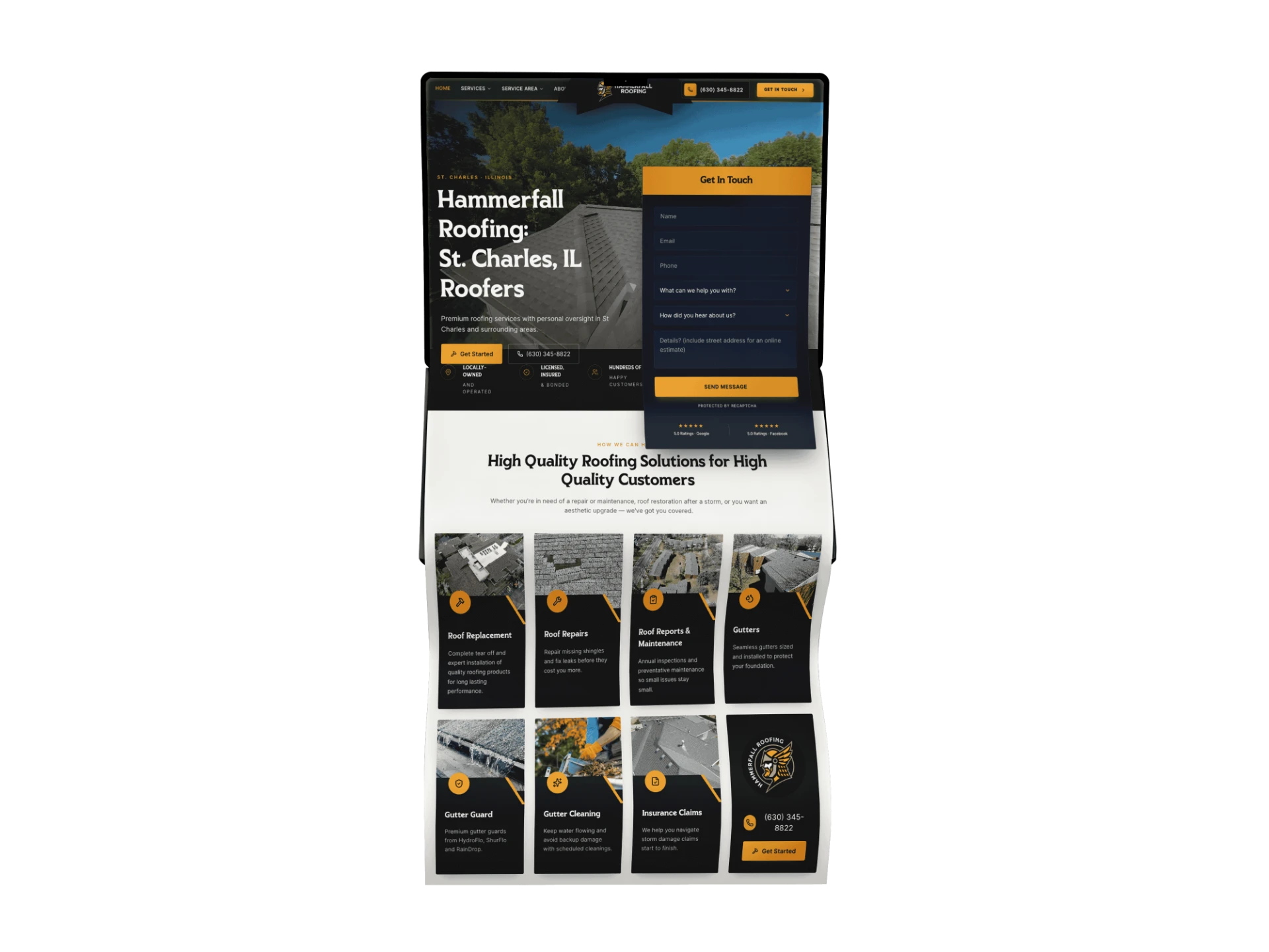 Roofing company website design by RallyPoint Marketing