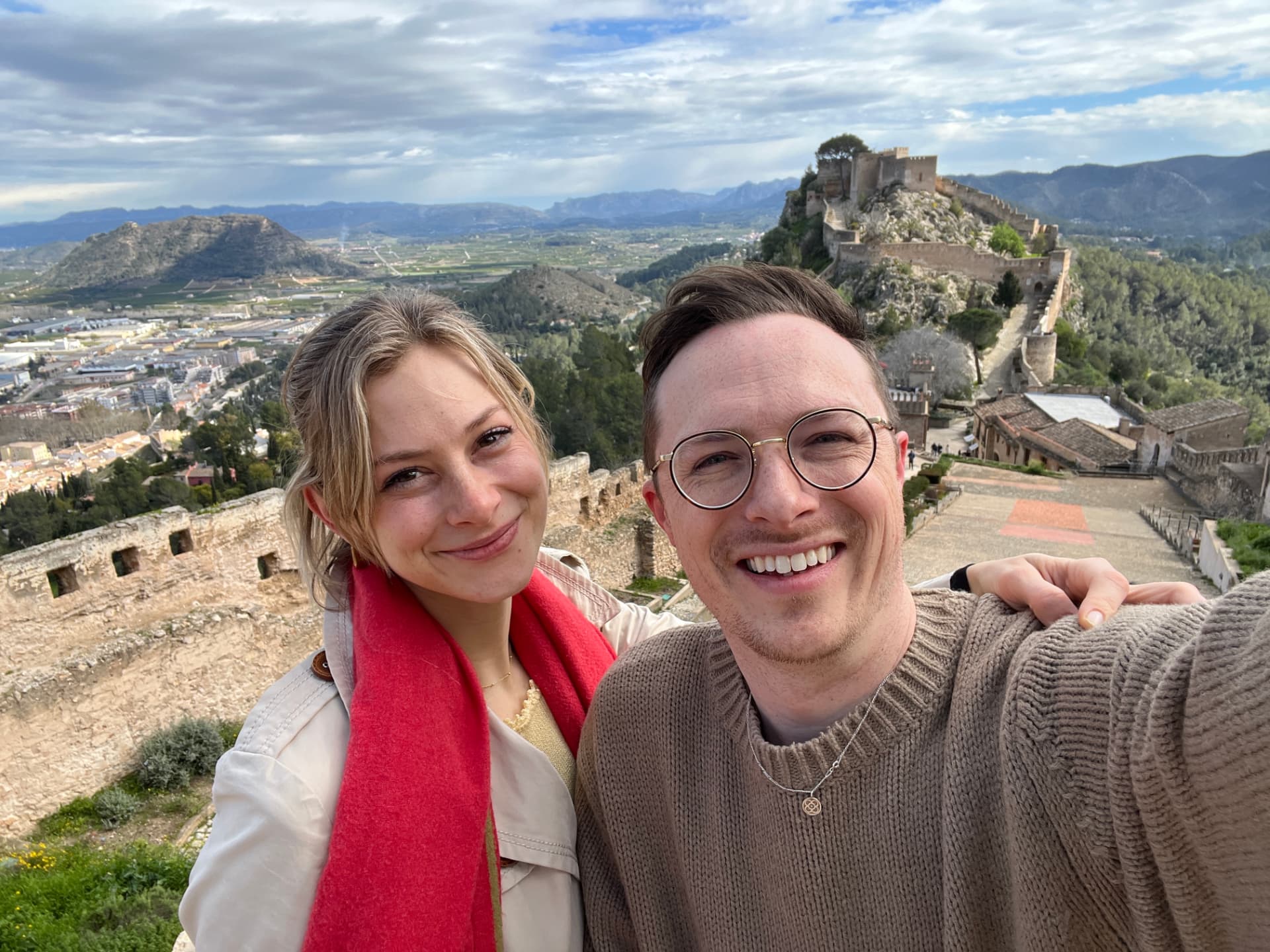 TJ and his wife visiting a castle in Spain