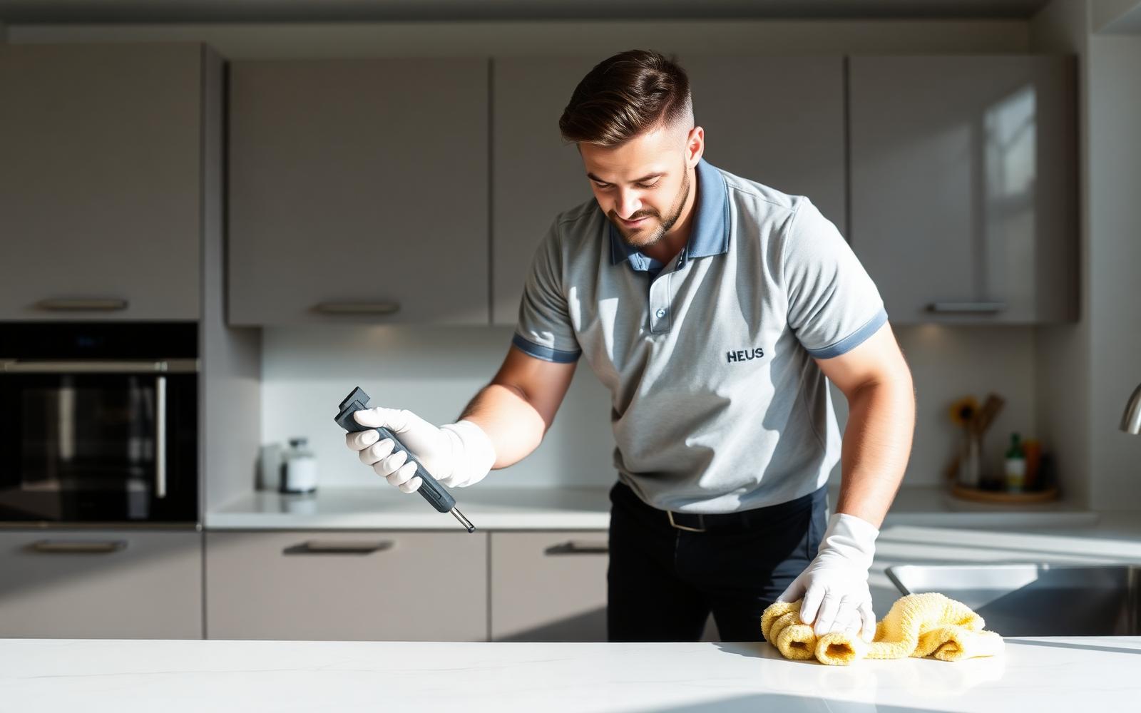 Cleaning professional at work